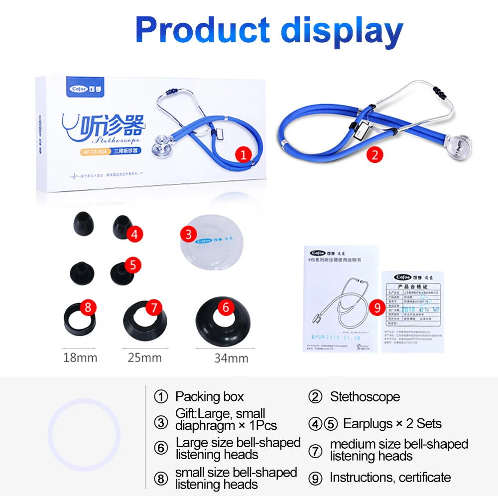 Cofoe двухголовый стетоскоп детский медицинский Доктор Медсестры устройство профессиональная кардиологическая стетоскоп для детей и взрослых