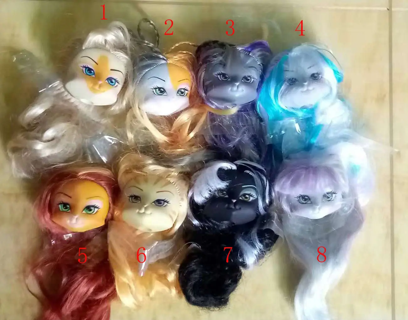 

Girl TOYS Lanard Catwalk Kitties Heads Figure Dolls,PVC Dolls Heads,5cm