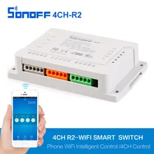 Интеллектуальный выключатель света Sonoff 4CH R2 передовые смарт-переключатель 4 Каналы Wi-Fi пульт для Управление Интеллектуальный переключатель для дома Приспособления работает с Alexa 10A