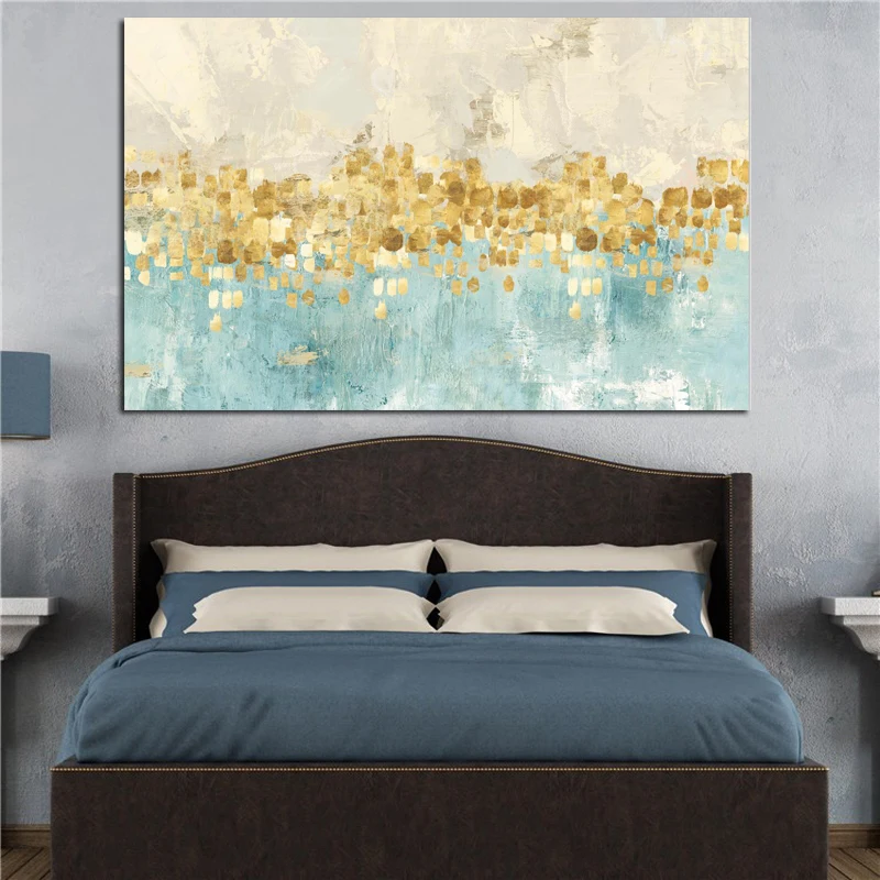 

Modern Abstract Gold Money Sea Wave Oil Painting on Canvas Poster Modern Art Wall Picture for Living Room Cuadros Decor