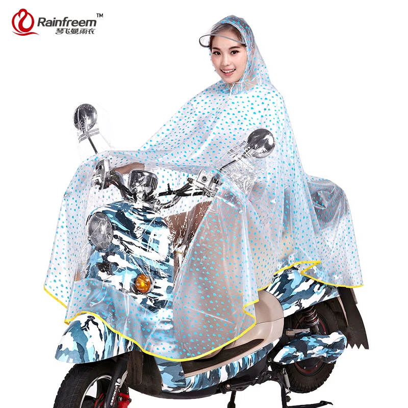 Rainfreem Impermeable Motorcycle Transparent Raincoat Women Plus Size