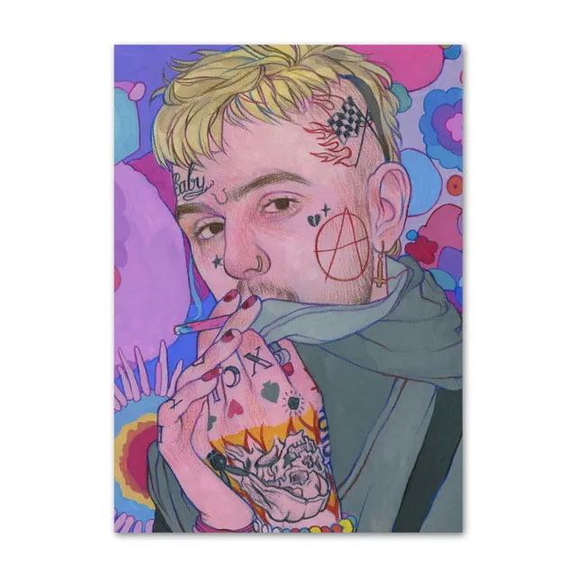 Художественный холст скандинавские картины Мода Lil Peep Rapper музыка Звезда Певица плакаты домашний декор коридор настенная печатная Картина модульная - Цвет: BYBY1773