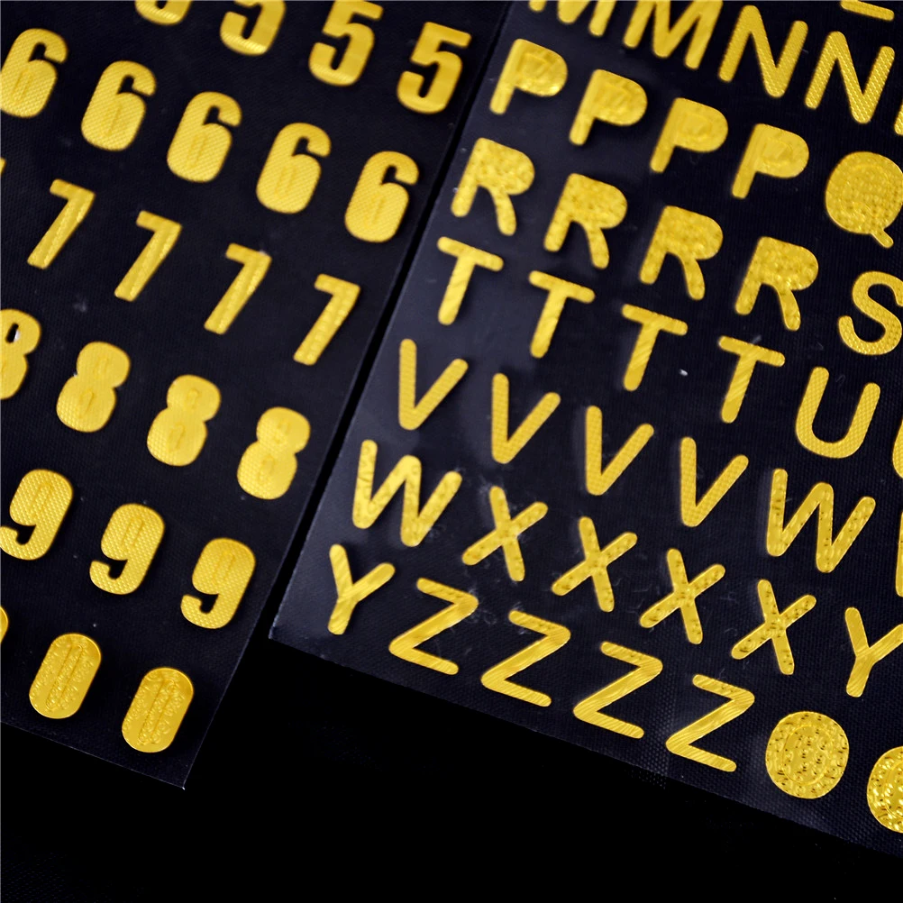 3 Sheets/lot Silver/Gold Crafts Bronzing Stickers DIY Scrapbook Digital Letter Number Decorative Sticker Toys 21.5*10cm - Image 3