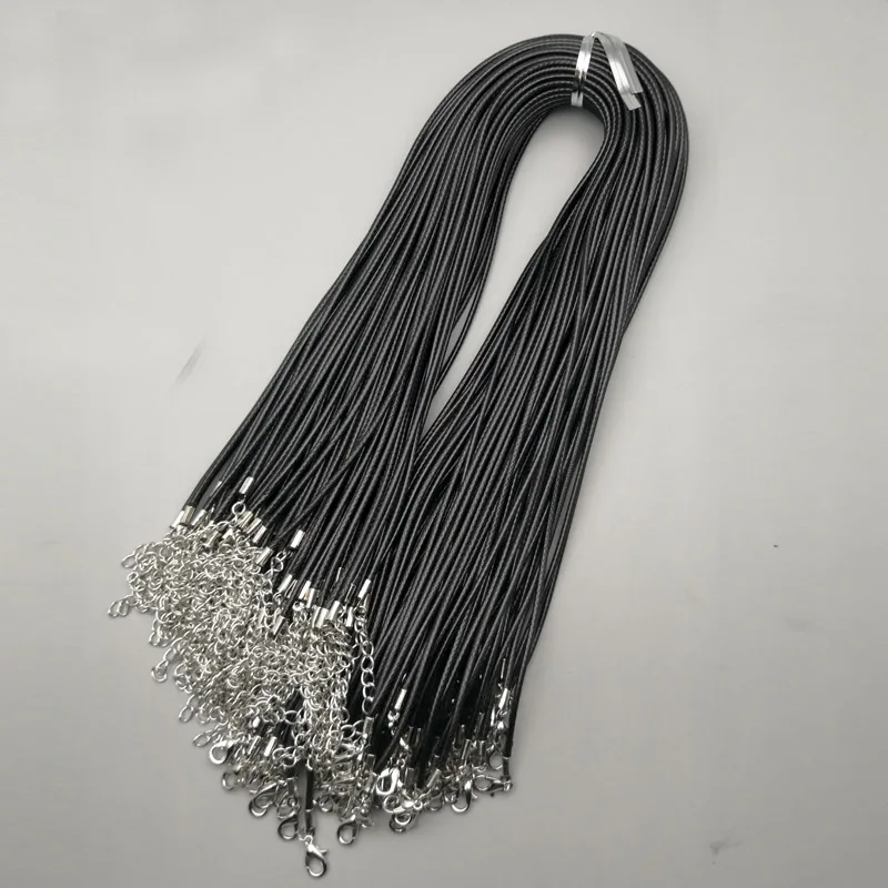 2 мм застежка Лобстер черный воск кожаный шнур ожерелье веревка кулон длиной 45 см 100 шт./лот ювелирные изделия части diy Подвески бесплатно