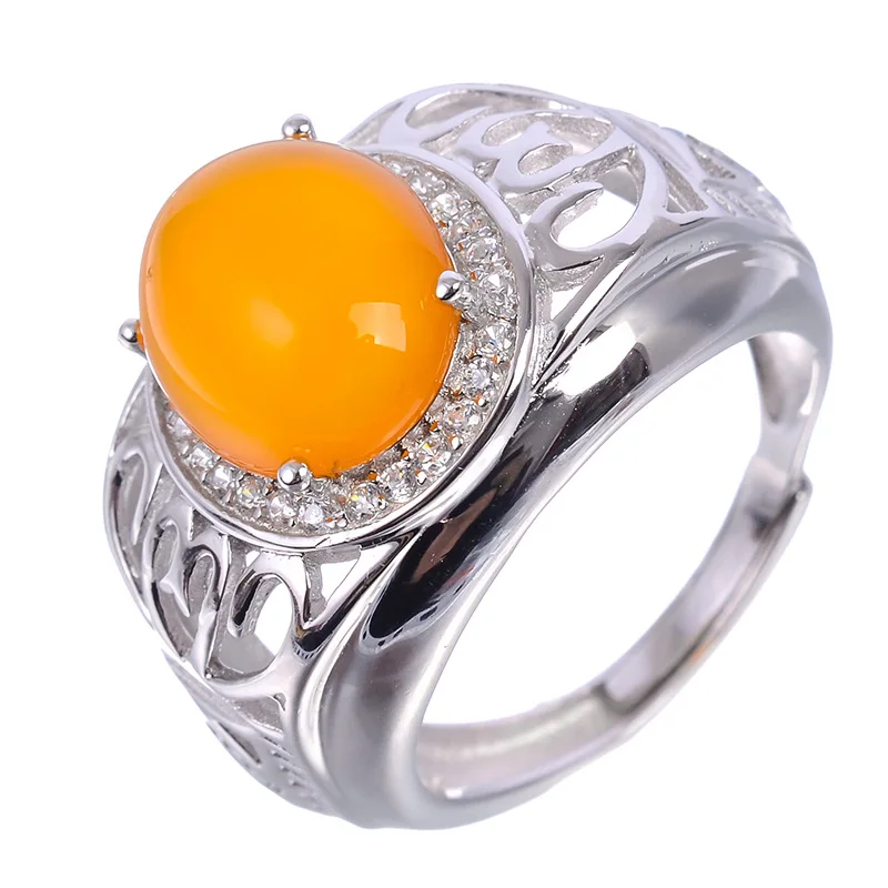 MeiBaPJ настоящий натуральный ювелирный камень, халцедон мужское кольцо или пустое кольцо поддержка Настоящее серебро 925 проба хорошие