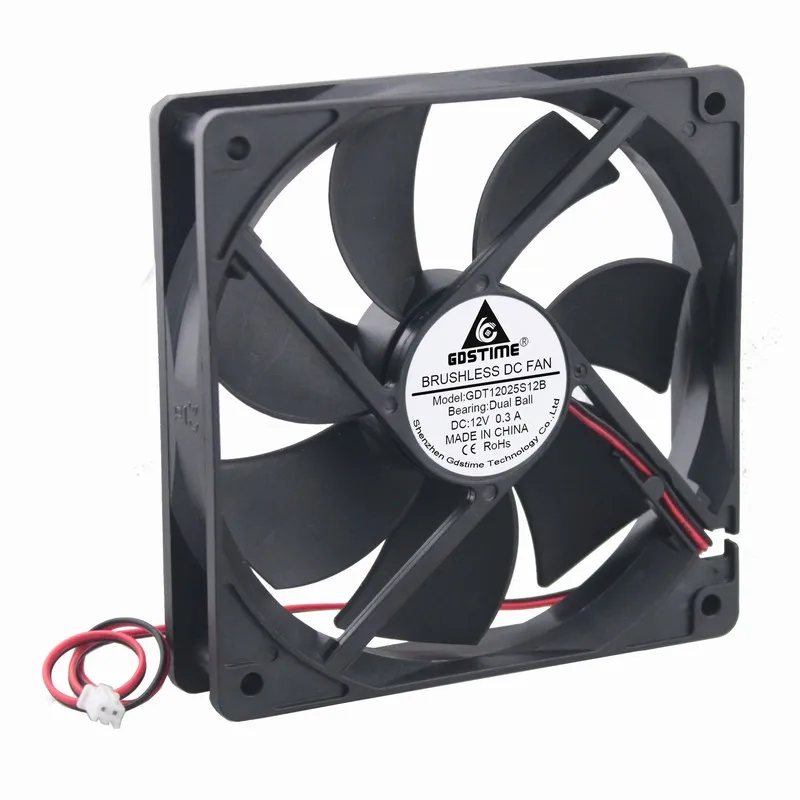 

Gdstime 5 Pcs 120mm x 25mm 0.3A Dual Ball DC 12V PC Case Cooling Fan 120*120*25mm Computer Cooler 12cm Two Wires