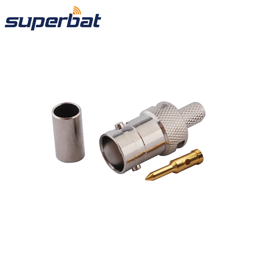 Superbat 50 Ohm RP-BNC Female Crimp Straight RF Coaxial Connector for RG58 RG142 LMR195 RG400 Cable - Baking-Soda Treatment