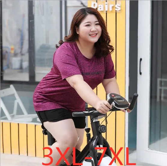 

2019 summer plus size tops for women short sleeve elastic sports quick dry T shirt large size T-shirts red 3XL 4XL 5XL 6XL 7XL
