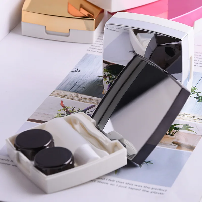 Contact Lens Case With Mirror women Colored Contact Lenses box eyes contact lens container Lovely Travel kit box without sign