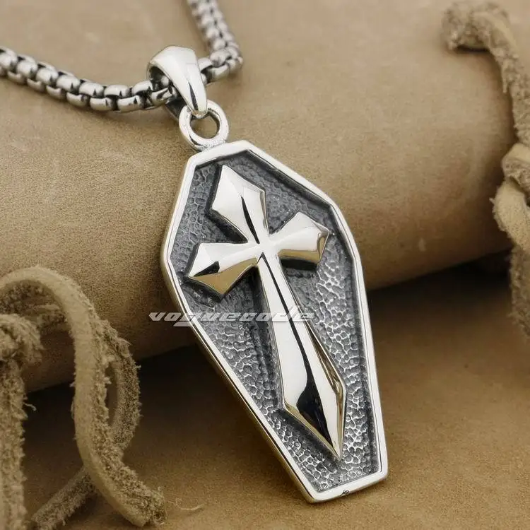 

925 Sterling Silver Huge & Heavy Cross Mens Biker Rocker Pendant 9J013(Necklace 24inch)