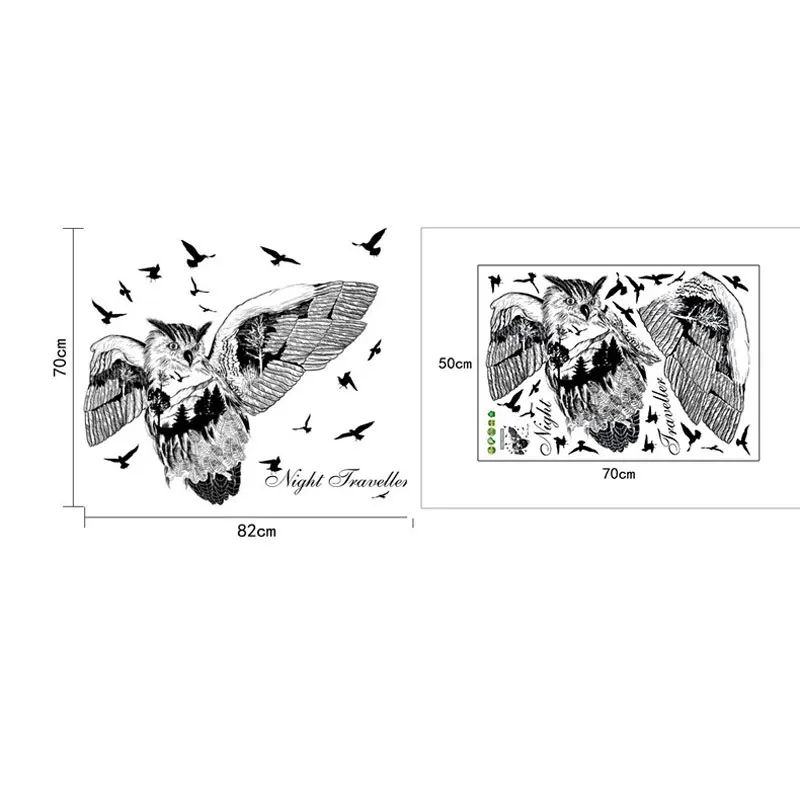 Nordic персонализированные черный Сова силуэт ПВХ стены Стикеры для детей номеров муур Стикеры s Home Decor Art Наклейки Pegatinas де сравнению