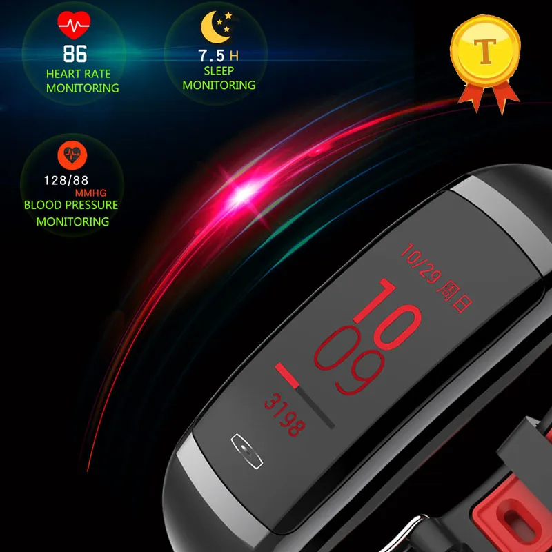 

2018 new product Blood Pressure Smart Bracelet Color Screen man Smart Wristband 24H continues Heart Rate Pedometer smart band