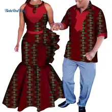 Африканский принт платья для женщин Базен Riche Мужской Топ Рубашка Пара Одежда африканские Дашики влюбленных Пара Одежда WYQ148
