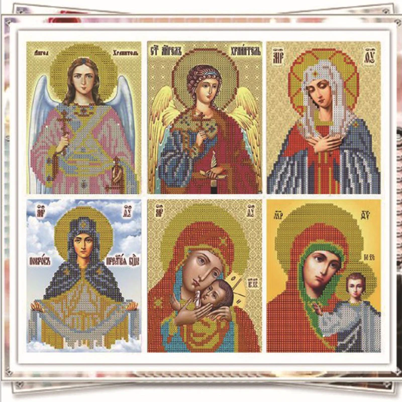

5D DIY Diamond Embroidery Religion Icons Crystal Round Diamond Painting Religious Portrait Cross Stitch Needlework Decor Crafts