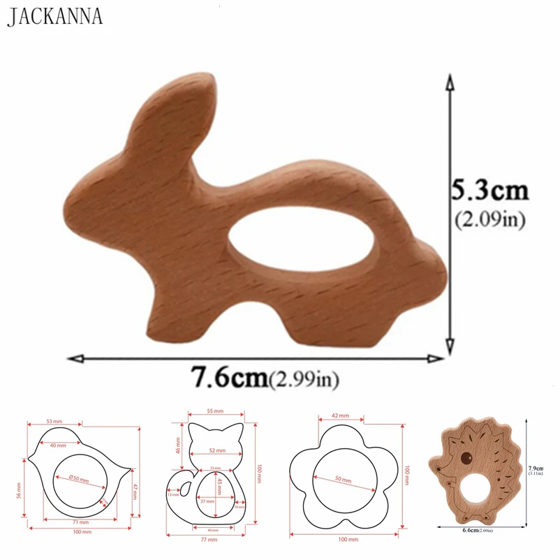 Милый Прорезыватель для зубов из бука и дерева, Прорезыватель для зубов с животными из мультфильмов для детей, игрушки для прорезывания зубов для младенцев, Детские Жевательные изделия, подарки для новорожденных