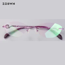 Без Оправы для близорукости, очки для чтения, Женские оправы, компьютерные, анти-синие, Armacao Oculos De Grau femininos, Дамское украшение из камня