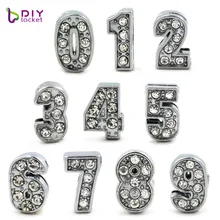 20 шт./лот! Буквы Алфавита аксессуары оптом 8 мм Полный Стразы 0-9 Количество подходит DIY браслет и браслет LSSL019-0-9* 20