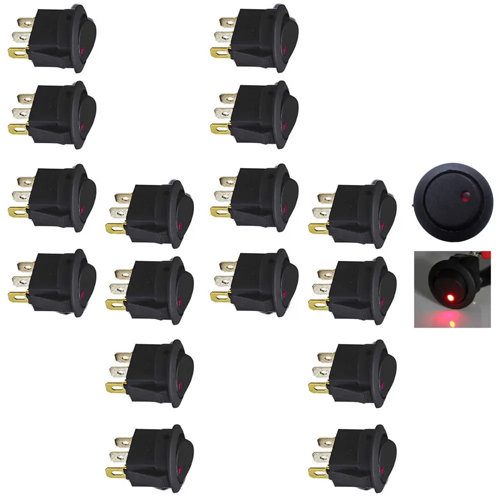 Lot20 Car Auto Round Dot Red blue green yellow LED Rocker