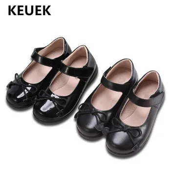 

New Spring/Autumn Genuine Leather Dress Shoes Children School Student Black Moccasins Baby Toddler Flats Breathable Princess 02B