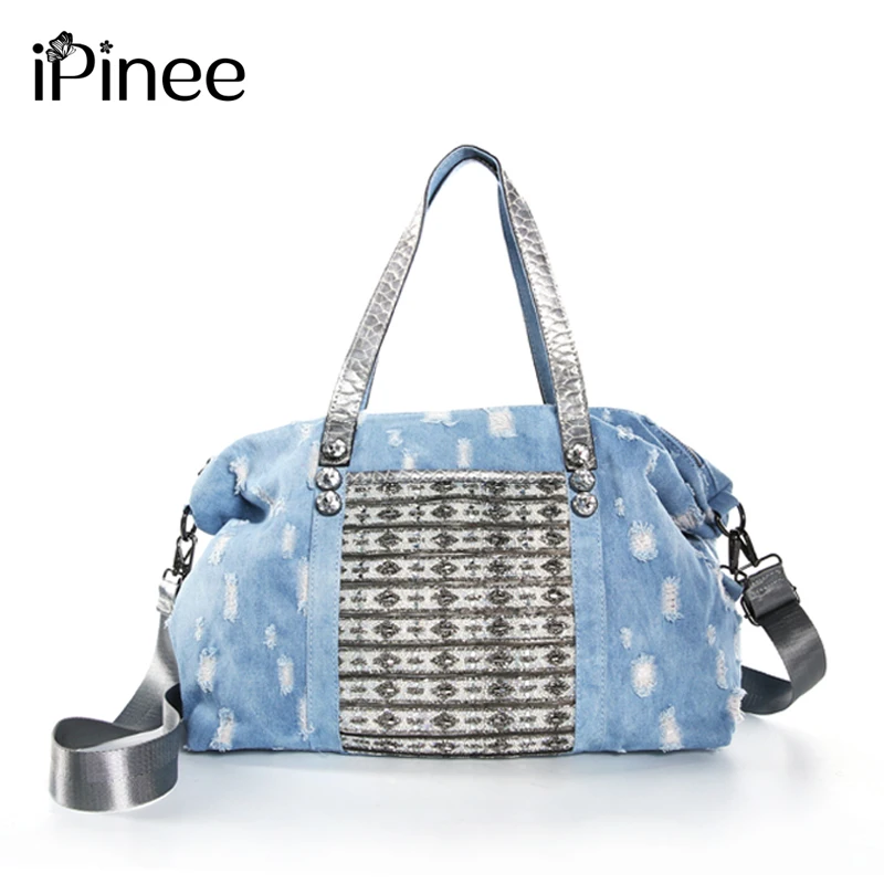 

iPinee New Arrival Designer Ladies Messenger Bags Leisure Travel Tote Denim Handbags Fashion Luxury Diamante Big Bag