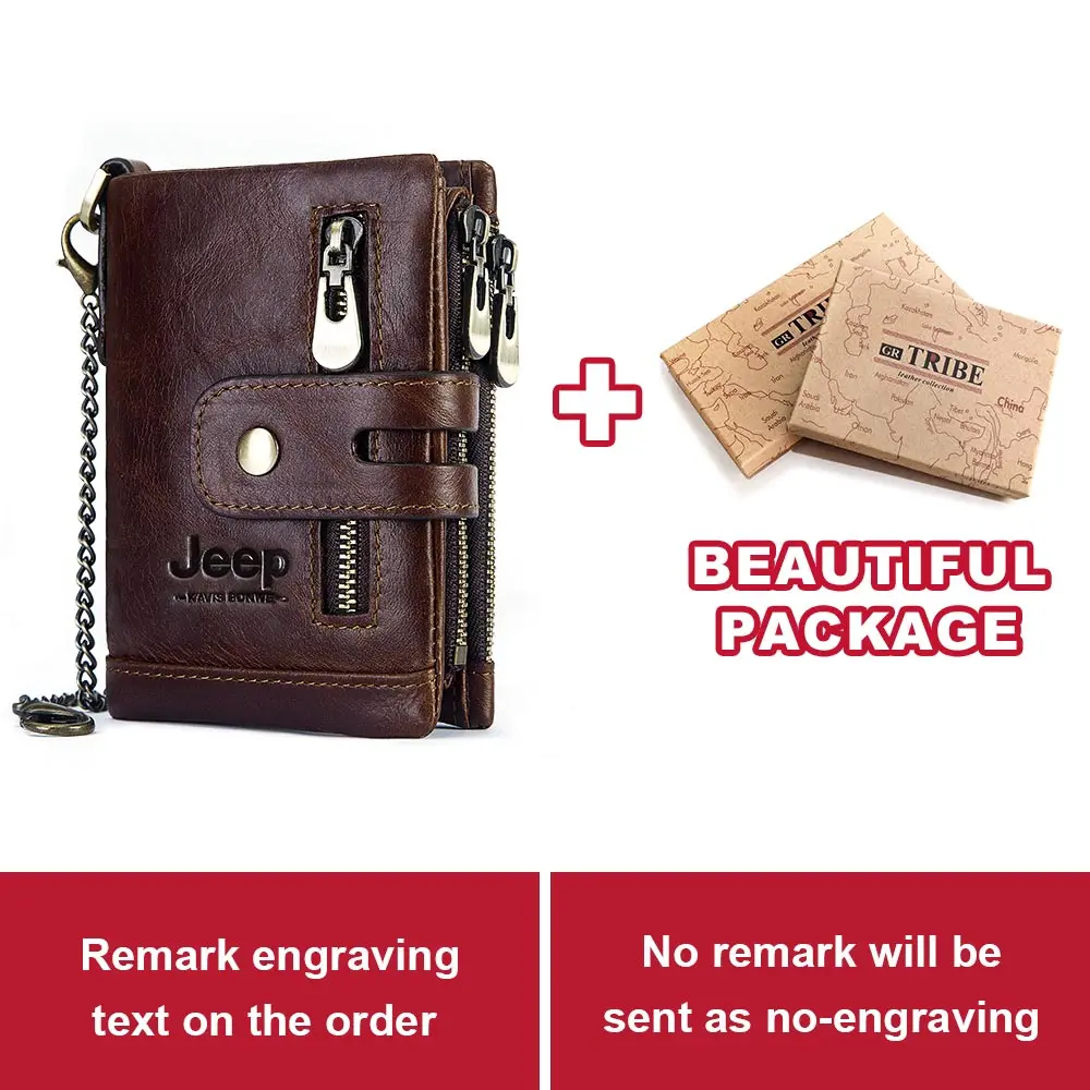 chain with box Гравировка, натуральная кожа, мужской кошелек, портмоне, маленький мини-держатель для карт, на цепочке, портфель, Portomonee, мужской кошелек с карманом - Цвет: chain with box