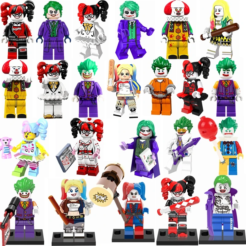 

Locking Batman Figures Harley Quinn Joker Bat Man Locking Super Heroes Building Blocks Toys Superman Spiderman Robin Joker
