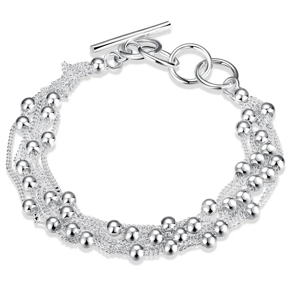 

Authentic Silver 925 Beads Heart Charm Bracelet Fits Bracelet For Women Jewelry Original Charms Spherical Silver Chain Bracelet
