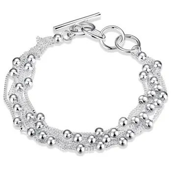 

Authentic Silver 925 Beads Heart Charm Bracelet Fits Bracelet For Women Jewelry Original Charms Spherical Silver Chain Bracelet