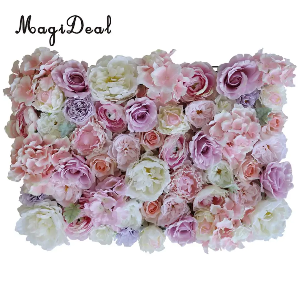 2x Artificial Flower Wall Panels Wedding Party Decor Photo Prop Pink Purple