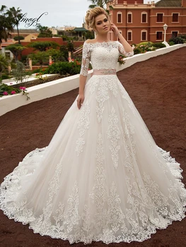 

Fmogl Sweetheart Embroidery A Line Wedding Dresses With Jacket 2019 Elegant Appliques Sashes Court Train Vintage Bridal Gowns