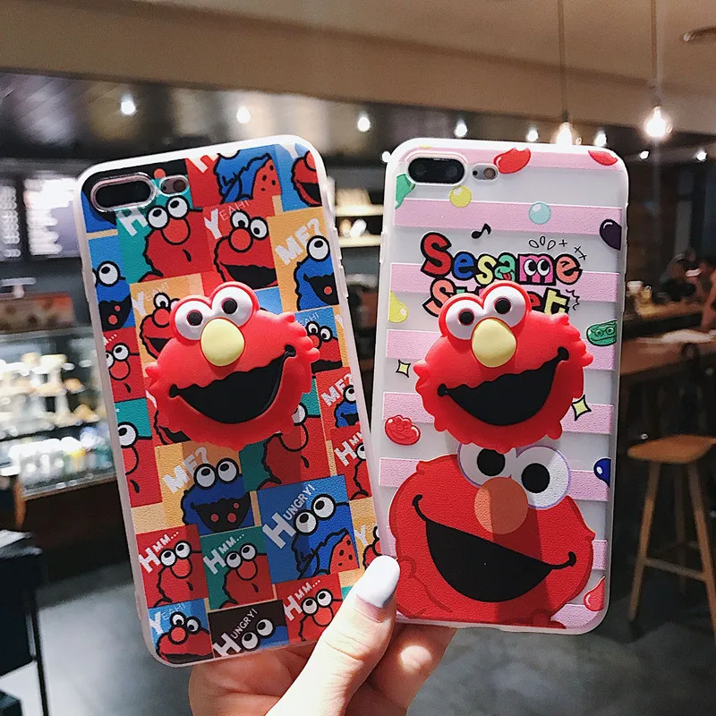 

Sesame Street Candy Colors Phone Case For coque iphone 6 6s 7 8 Plus X XS MAX XR Cute Cartoon Cover Kawaii Cases with Kickstand