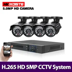 HKIXDISTE H.265 4CH цифровой видеорегистратор, система cctv 4 канала 5,0 MP IR Наружные камеры безопасности 1080P HDMI система видеонаблюдения TVI DVR 5.0MP