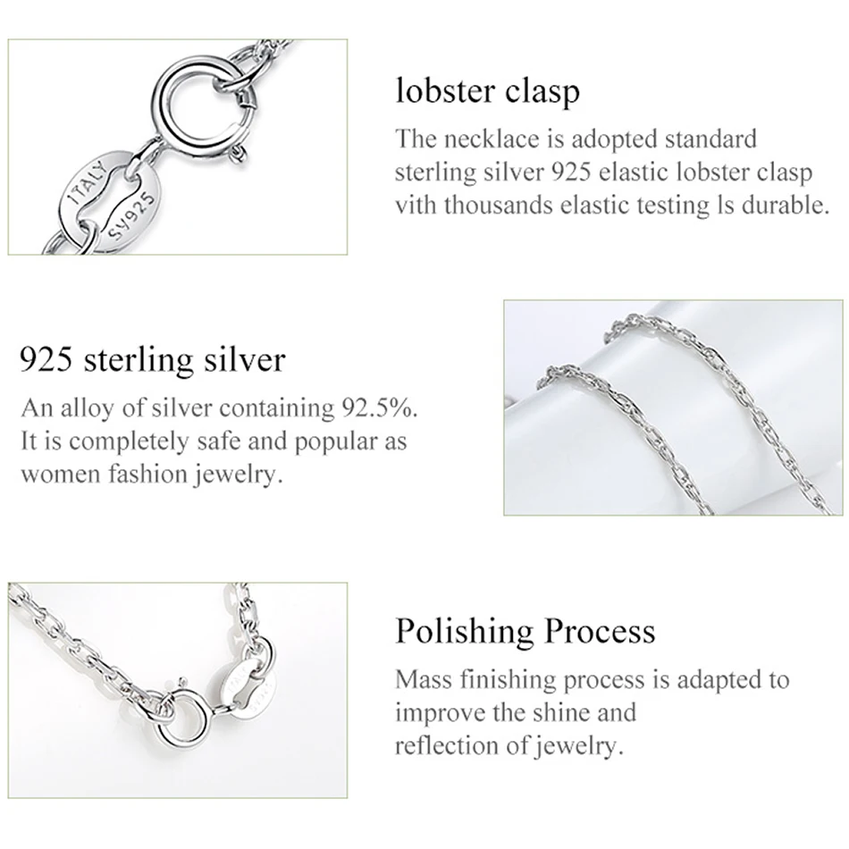 ELESHE, настоящее чистое 925 пробы, серебряная цепочка, ожерелье для женщин, девушек, девушек, коробка, змея, веревка, крест, цепочка, ожерелье, ювелирное изделие