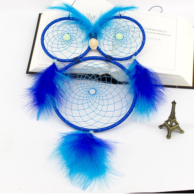 dream catcher Owl Feather Dream Catcher Wind Chimes Handmade Dreamcatcher Net With Feather Beads for Wall Hanging Home Decor