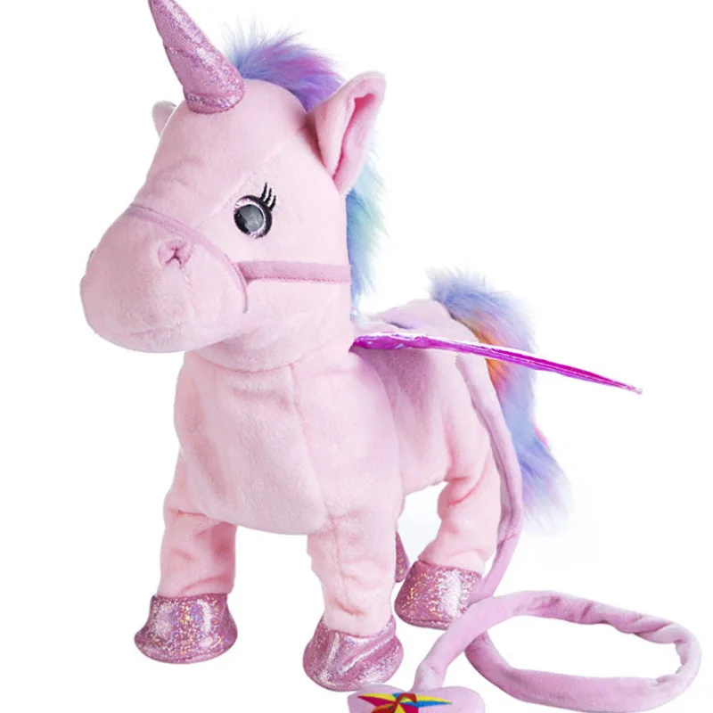 Волшебная электрическая ходячая плюшевая игрушка единорог чучело игрушка Электронная Музыка игрушечный Единорог для детей рождественские подарки - Цвет: Pink