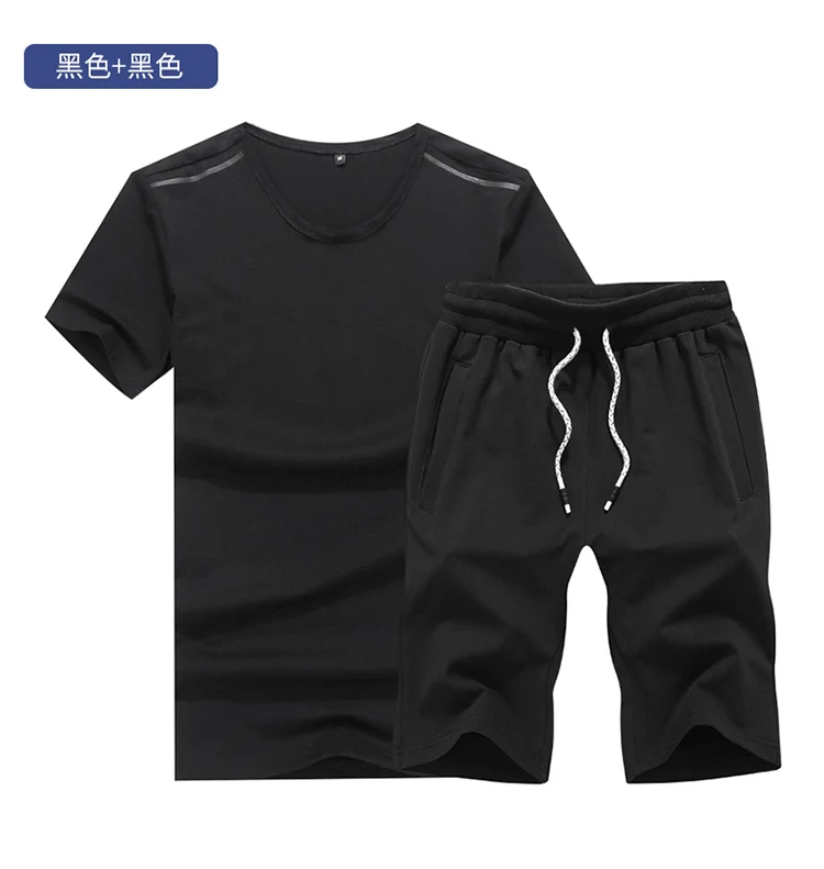 Для мужчин спортивные Двойка футболка и шорты спортивный костюм Для мужчин; летние комплекты верхней одежды кофты Для мужчин пляжный отдых
