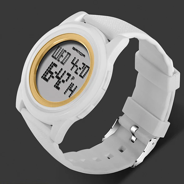 9 мм супер тонкий Sanda спортивные часы для мужчин бренд класса люкс электронный светодиодный цифровые наручные часы для мужчин мужские часы Relogio Masculino - Цвет: Белый