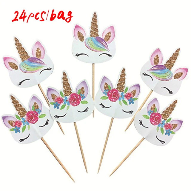 Unicorn Cupcakes Cake Baby Shower | Unicorn Cupcake Topper Printable -  24pcs/bag - Aliexpress
