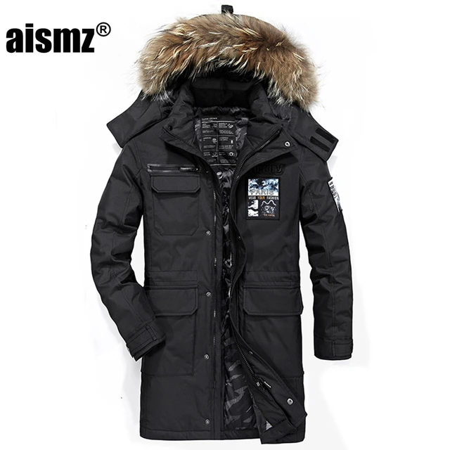 Aismz Long Duck Down off white Winter Jacket Thick Casual Jacket Warm Parkas Jacket Collar Hooded|Down Jackets| - AliExpress