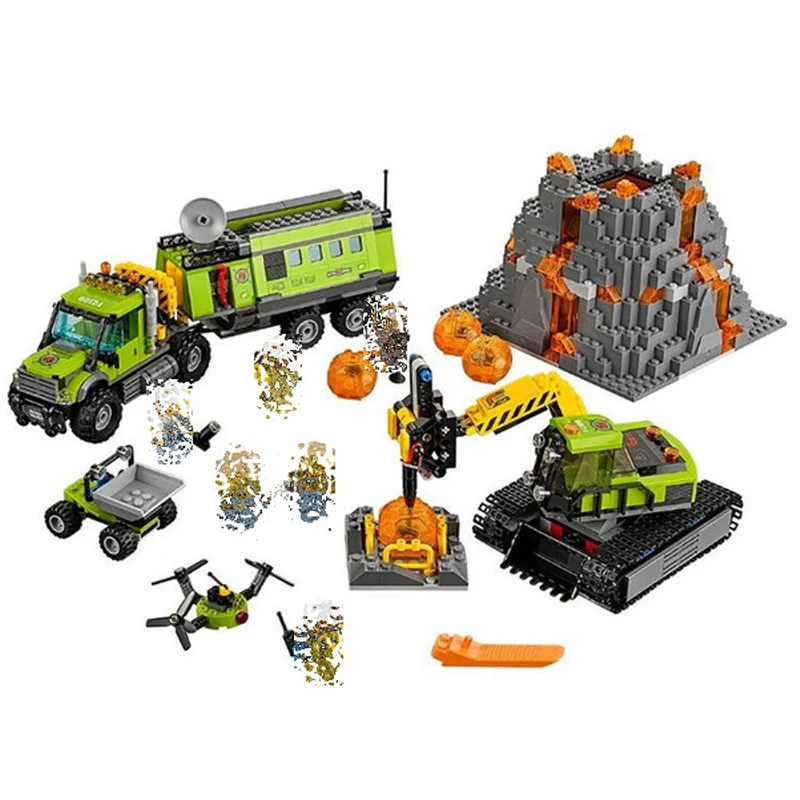

brand 02087 New City Series the Volcano Heavy-Lift Helicopter Building Blocks education toys for Kids gifts Compatible With Toys