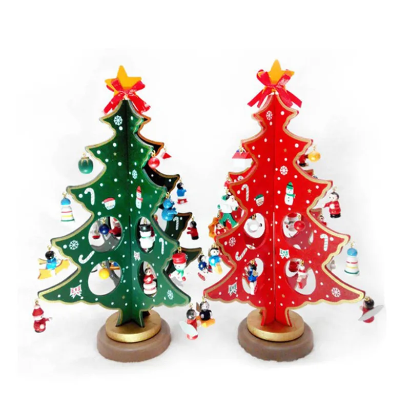  Creative DIY Wooden Christmas Tree Decoration Christmas Gift Ornament Xmas Tree Table Desk Decorati