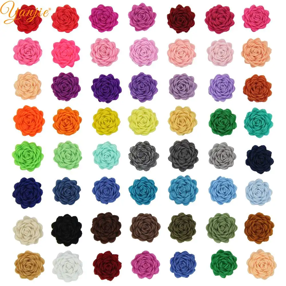 

51colors 600pcs/lot 2019 DHL Free 1"Tiny Non-woven Felt Rose Flower without clips Girl DIY Hair Accessories Children Headwear