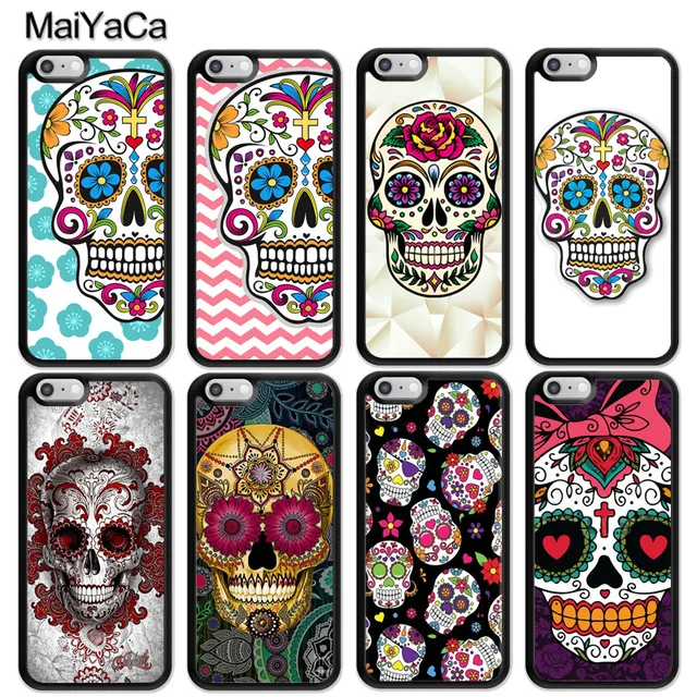MaiYaCa Sugar Skull Day of the dead для iPhone 4S SE 5C 5S 6 6S 7 8 Plus X XR XS MAX черный мягкий чехол телефона