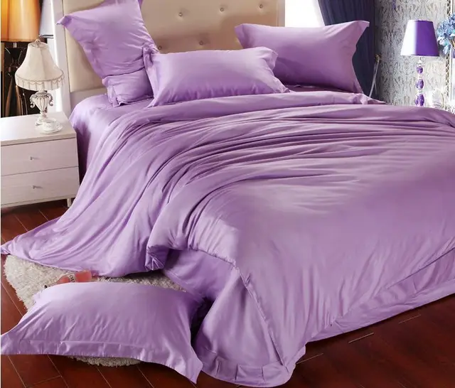 Tencel purple king size comforter bedding sets romantic quilted