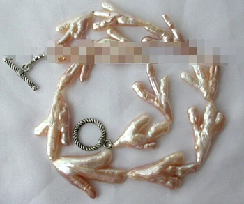 

FREE SHIPPING>@@> RHJ0093 baroque pink freshwater cultured pearl necklace