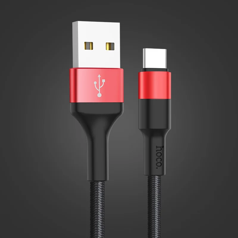 HOCO кабели для мобильных телефонов usb type C кабель 2A USB-C кабель передачи данных для быстрой зарядки для samsung S9 Xiaomi Mi 8 huawei P20 lite - Цвет: Черный