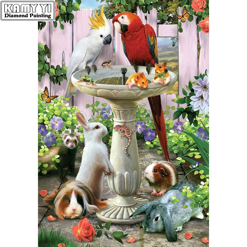 

Full Round 5D diamond painting DIY diamond embroidery Parrot Flower Rabbit Mouse Cross Stitch Rhinestone mosaic home decoration