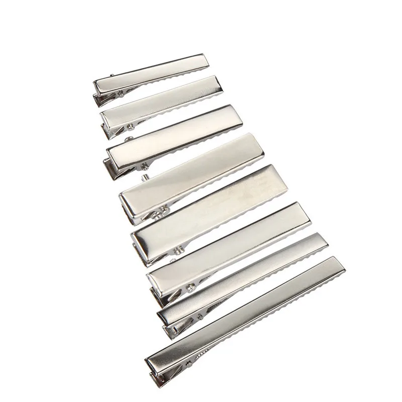 

50Pcs Silver Metal Plane Single Prong Alligator Hair Clips Barrette For Bows DIY Accessories Clamps 2U1107