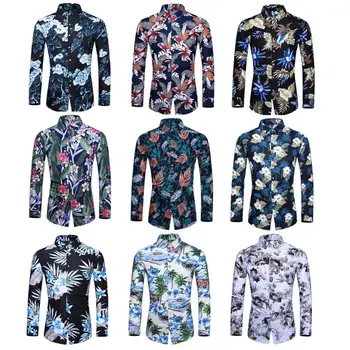 

Hawaiian Shirt for Men Blouse Fashion Social Shirt Men's Long sleeve Flower Casual Turn-down collar New Plus size