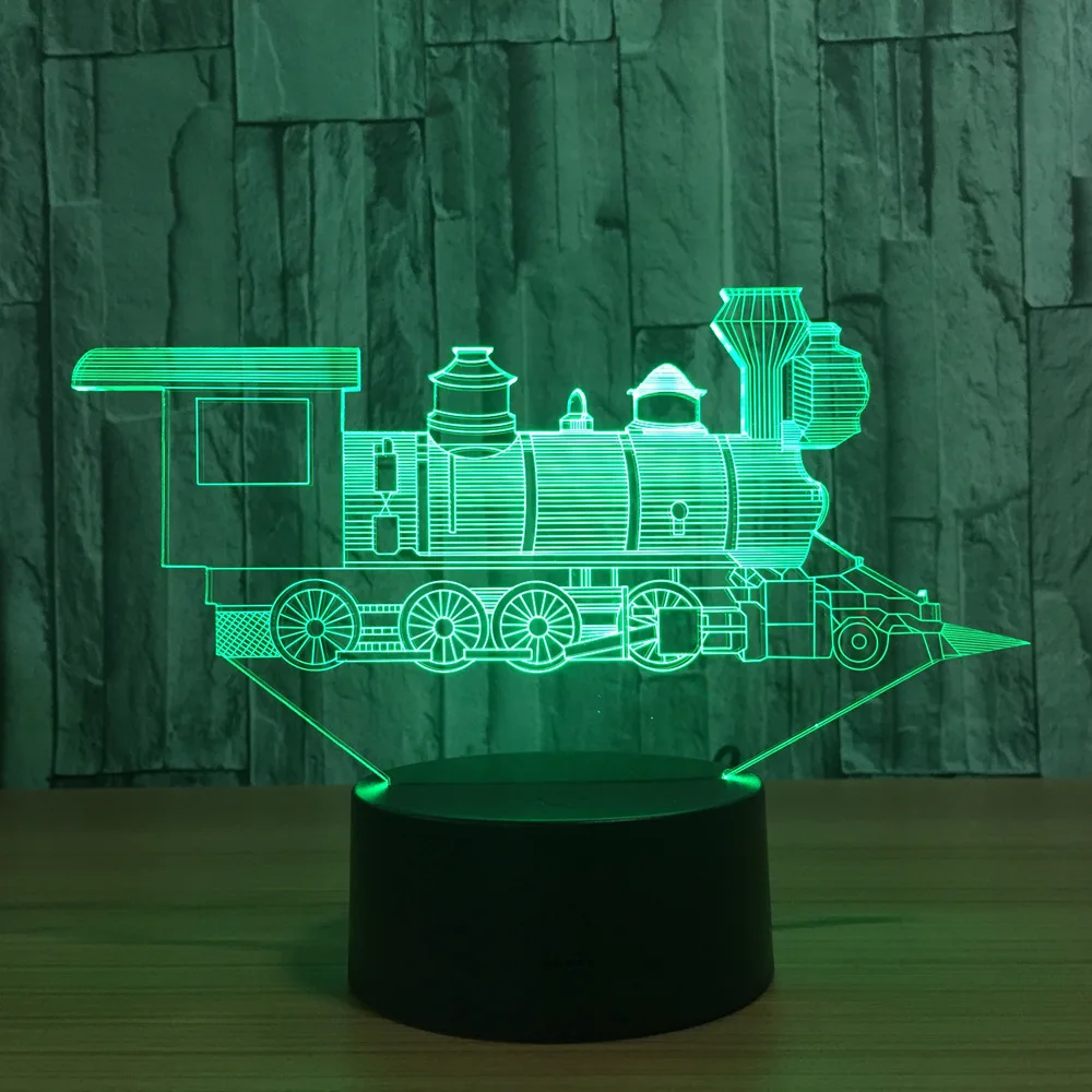 

Cool Train Model 3D Night Light USB Novelty baby Gifts 7 Colors Changing LED Desk Table Lamp Decoration gift for children